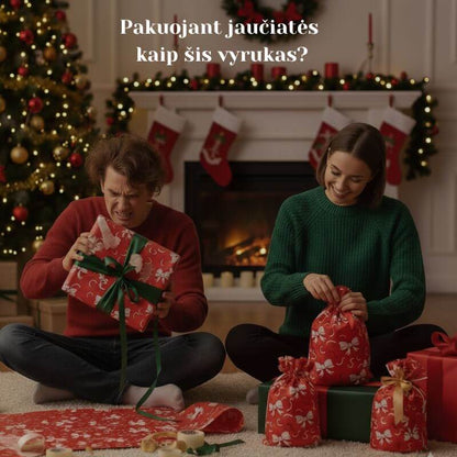 Dovanų maišeliai pakeičiamas pakavimas iš kančios į kelių minučių pramogą