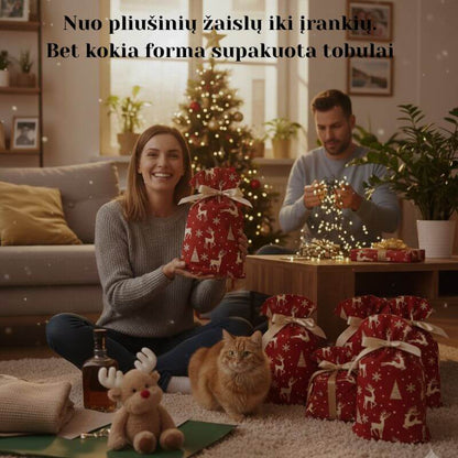 Dovanų maišeliai pakeičiamas pakavimas iš kančios į kelių minučių pramogą